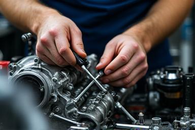 車両のチューニング作業中の画像