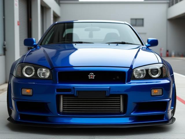 チューニングされたスカイラインGT-R R34の正面画像